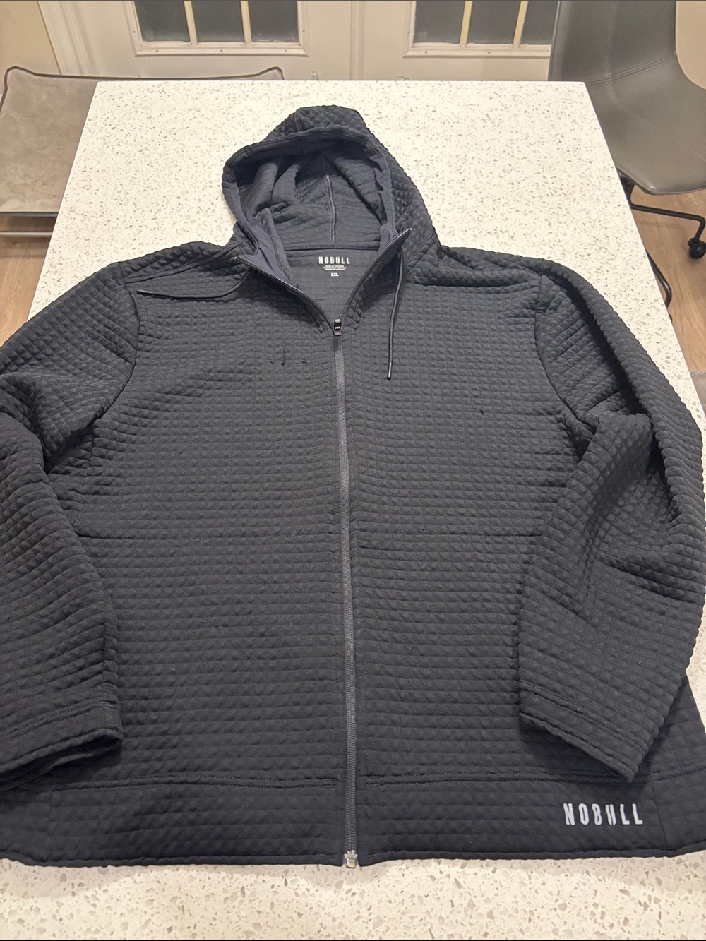NOBULL Men's Black Quilted Lightweight Hoodie Jacket